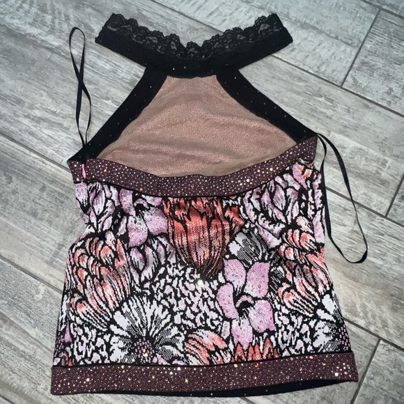 St. John evening halter top. Pink and black. Backless. Bejeweled. small/petite - Picture 12 of 13